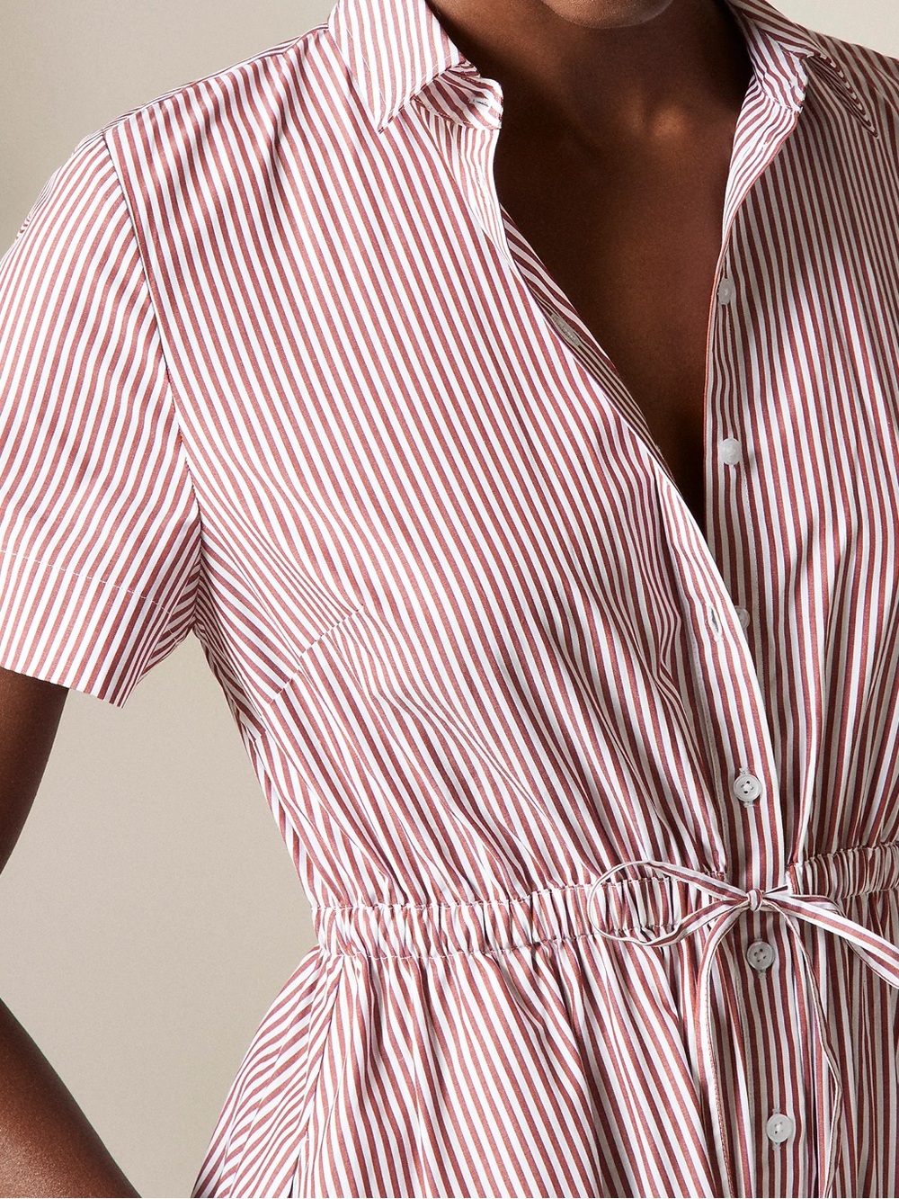 Cerise shirt-dress in striped cotton poplin - Picture 2 of 5